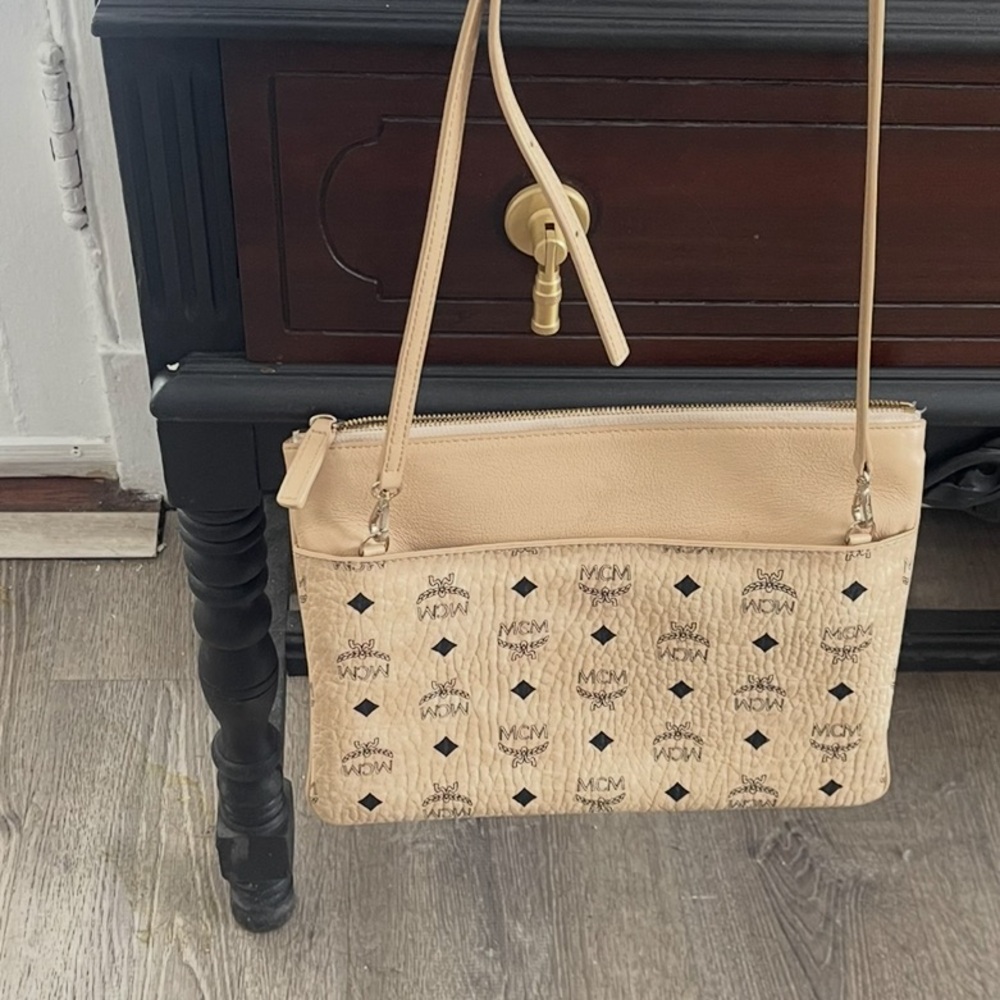 MCM Tan and Black Crossbody Bag